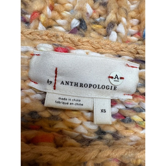 Anthropologie Chunky Knit Striped Sweater Wool Alpaca Blend Pink Blue XS - Picture 6 of 10